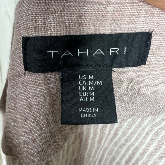 Tahari Linen Blend Gauze Cardigan Shirt Top Women Size M Medium Open Front Beach - Picture 4 of 8